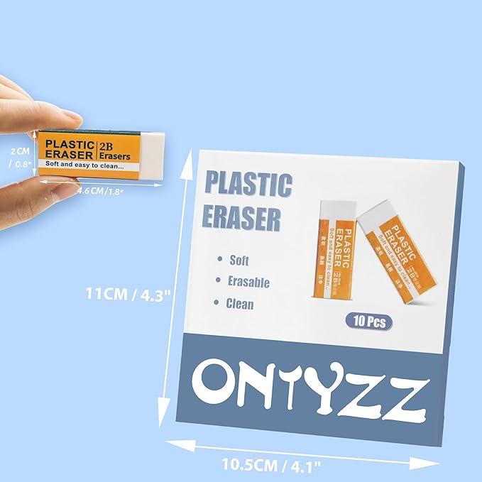 ONTYZZ 10 Pcs White Erasers Soft Art Erasers Large White Eraser for Office Writing Drawing