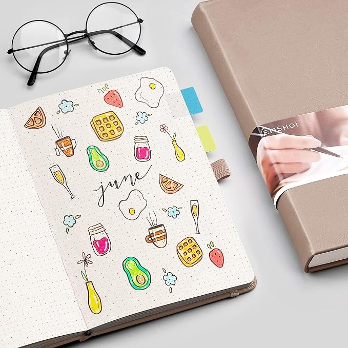 EMSHOI Dotted Journal Notebook, 256 Pages, A5 Size (5.7'' x 8.3'')