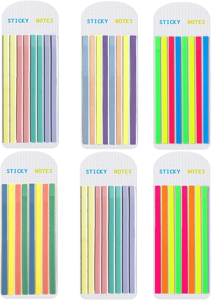 Potanro Sticky Long Tabs 6 Sheet Highlighter Tape 960 Pcs Translucent Sticky Notes Tabs for Annotating Books Bible Study Supplies