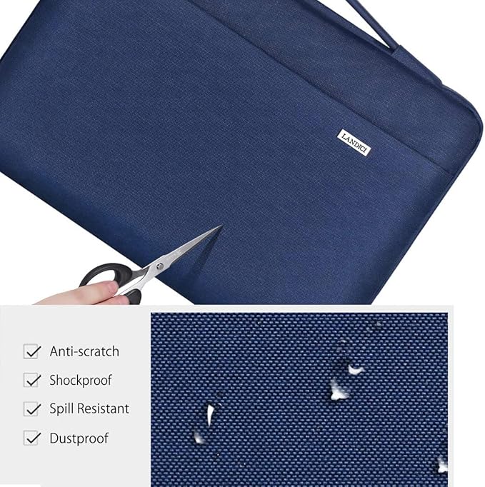 LANDICI 360°Laptop Sleeve Case 15.6 16 Inch Compatible with MacBook Pro 16 M1/M2/M3/M4 2019-2025, 15.6-16” Hp Dell Lenovo Acer Asus, Waterproof Computer Bag Cover with Handle, Blue