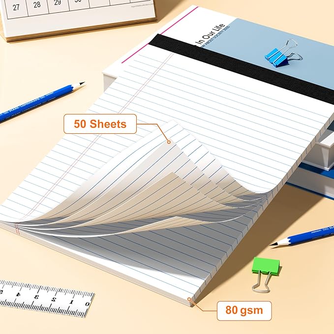 AILZFEI 600 Counts 8.5 x 11 Inch Note Pads, Wide Ruled Legal Pads, 50 Sheets Each | White Notepad for School, Office & Home | Premium Paper, Long-Lasting Value, Pads of Paper