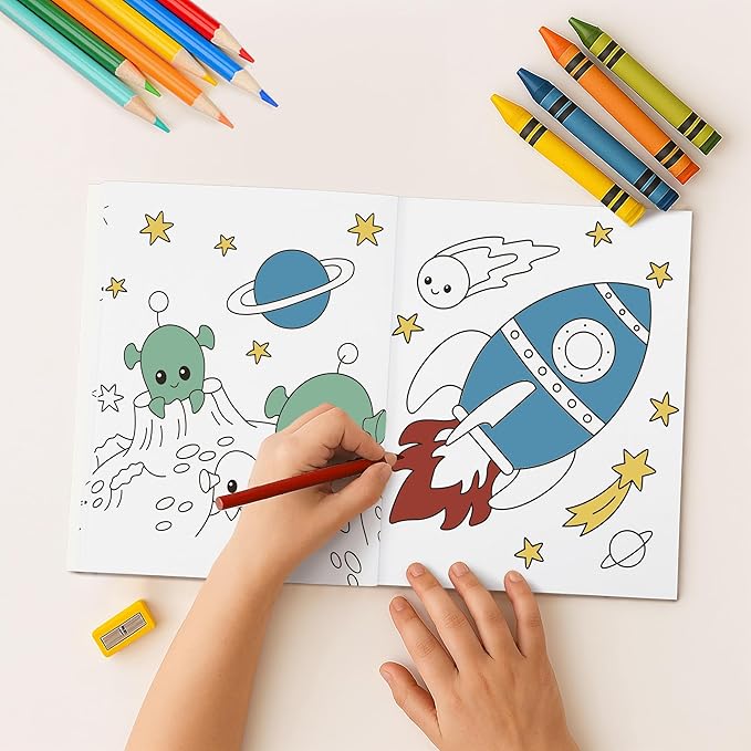 ZICOTO Fun Coloring Books for Kids Set of 3 – Exciting Dinosaur, Space & Trucks Coloring Book for Boys Ages 4–8 – Easy to Color Gift for Your Creative Little One