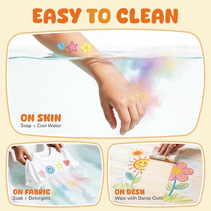 Betem Scented Washable Markers for Kids 24 Colors Stamp Markers for Toddlers, Non Toxic Water-based Dual Tip Marker Set for Kids, Coloring Markers for Classroom Art Supplies with Portable Bag