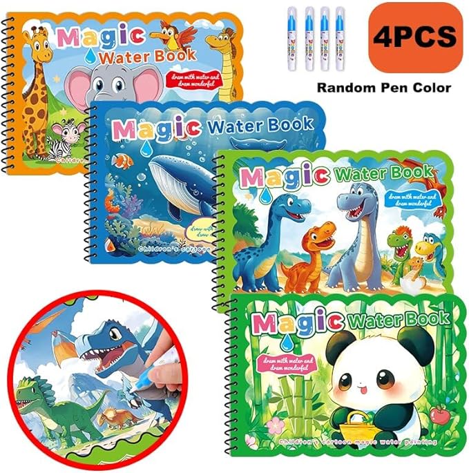 Baiyigs Water Coloring Book for Toddlers 3-5, Water Painting Drawing Book for Educational Learning Kits Gifts, Best Birthday Gifts