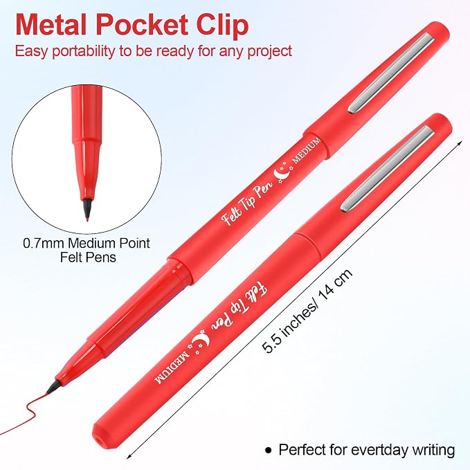 Fuyoooo 20 Pcs Felt Tip Pens 0.7mm Colored Felt Pens Marker Medium Point Journal Planner for Journaling Writing Note Taking Art Office Supplies