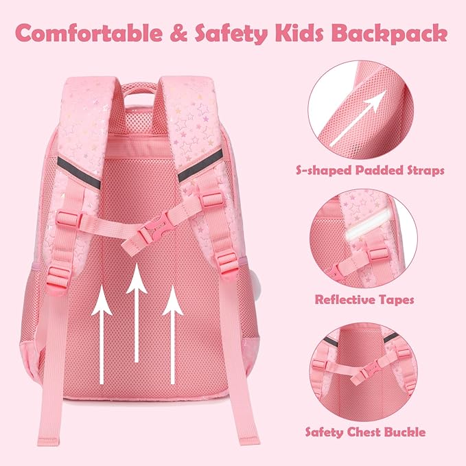 Kimwadalh School Backpack for Girls, Backpack with Lunch Box Pencil Case for Preschool Elementary High School Girls Boys