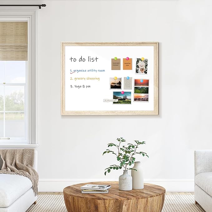White Board for Wall, 36" x 24" Magnetic Dry Erase Board, Decorative Wooden Frame Large Whiteboard, Wall Mounted, Aesthetic Writing Board for Home, Office, School - Vintage