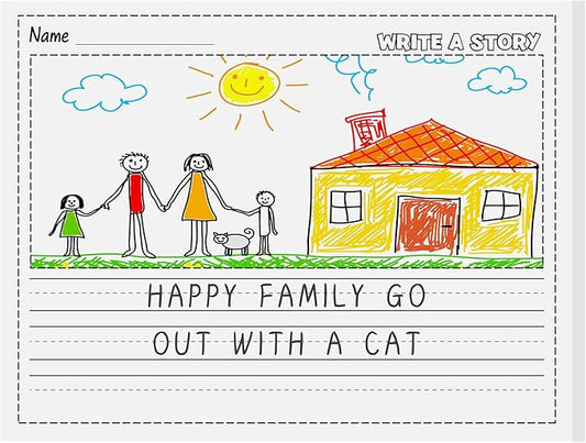 Eaasty 50 Sheets Story Writing Paper Bulk Handwriting Practice Paper for Kids Diary with Picture Story Space and Dotted Lines 11x8.5" Primary Composition Notebooks for Kindergarten Toddlers