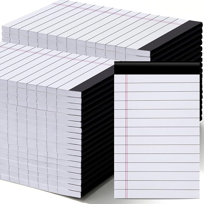 Resurhang 50 Pcs 4'' x 2.5'' Small Legal Pads College Ruled Small Legal Pads Mini Lined Notepads Bulk 30 Sheets Memo 80gsm Heavyweight Paper Notepads for Office Busines Home