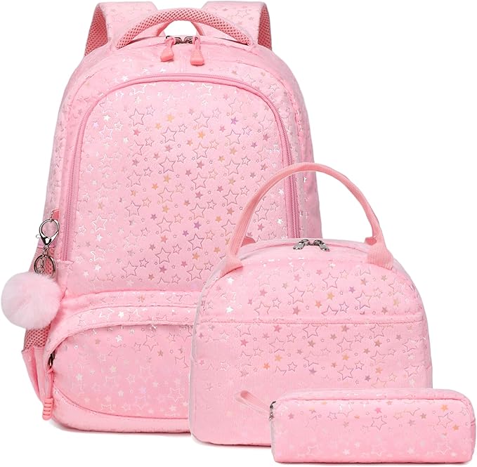 Kimwadalh School Backpack for Girls, Backpack with Lunch Box Pencil Case for Preschool Elementary High School Girls Boys