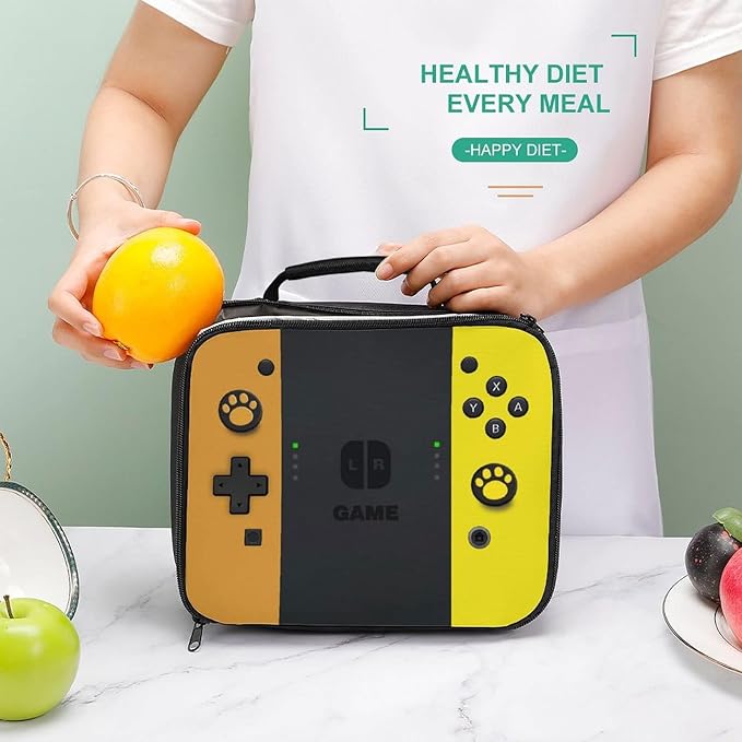 Insulated Lunch Box for Boys Girls, Game Lunch Bag for School Work Office Travel Picnic Hiking Beach, Waterproof Leakproof Portable Fits Most Bento Boxes
