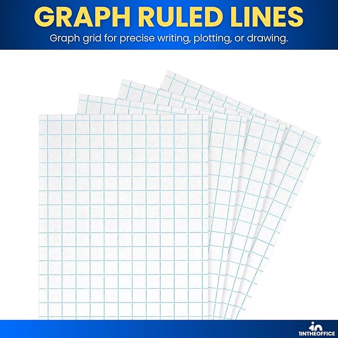 1InTheOffice Graph Ruled Index Cards 3x5, Index Cards Grid Ruled, Lined Notecards 3x5, White, 400 Pack