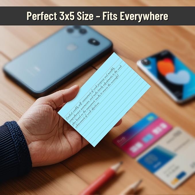 400 Pcs Colored Index Cards 3 x 5 Inch Ruled Index Cards, Flash Cards College Ruled for School, College, Office and Home Organization, Durable Study To Do List Note Cards with Ruled Lines