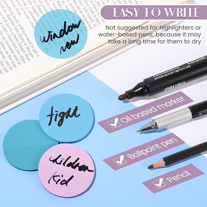 Sabary 500 Sheets Transparent Sticky Notes Round Translucent Sticky Notes Tabs Colorful Page Flags Stickers Clear Book Markers Bible Journaling Office Back to School Supplies(1.75 Inch,Stylish)