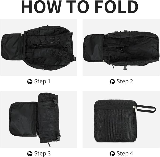 Small Hiking Backpack Travel Lightweight Hiking Packable Daypack Water-Resistant Foldable Ultralight Backpacks 15L for Travel Women Men Camping (Black)