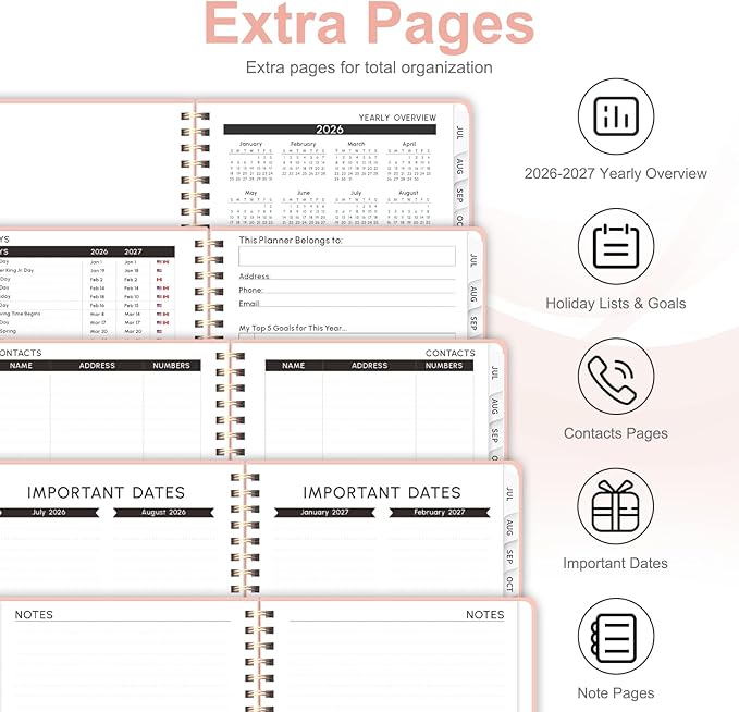 Planner 2026-2027, Weekly and Monthly Academic Planner, July 2026 - June 2027, Hardcover Calendar Agenda Book for School Year Planning, School Supplies for Teacher and Student, A5(6.3'' x 8.5'')