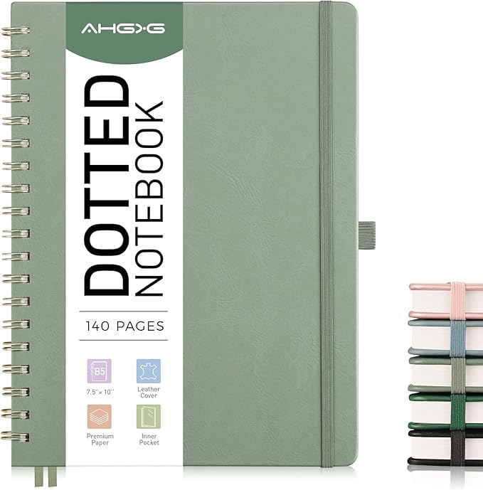 AHGXG Dotted Journal, 140 Pages, B5 (7.6" x 10")