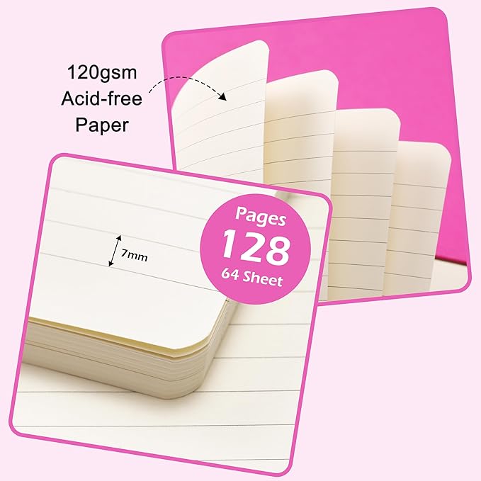 Ruled Notebook/Journal - Classic Lined Journal/Notebook, 5.3'' x 8.26'', Hardcover with Thick Paper, Banded + Pen Holder +Inner Pocket - Raspberry