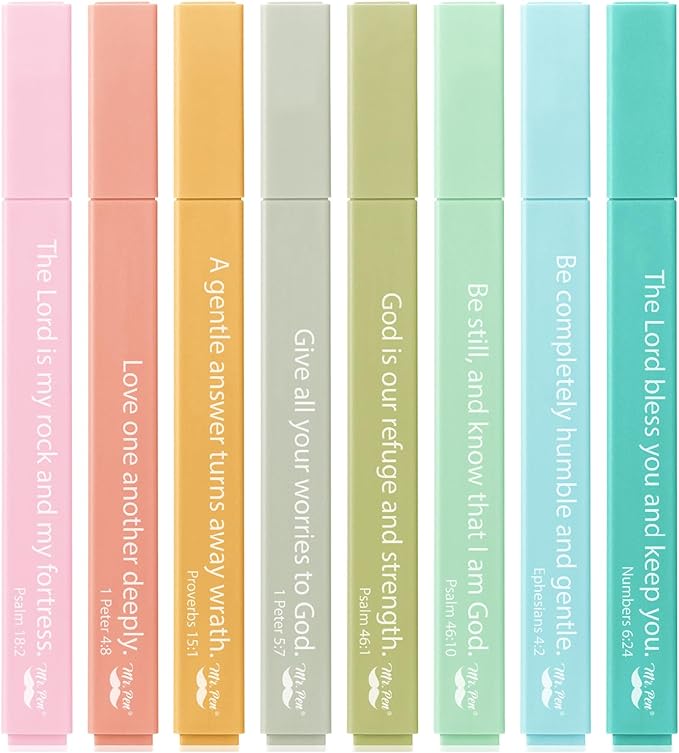 Mr. Pen- Bible Highlighters with Color-Coding System, 8 Pack, Soft Chisel Tip, Aesthetic Highlighters Assorted Colors, Fast Drying Bible Markers No Bleed Through for Journaling and Underlining