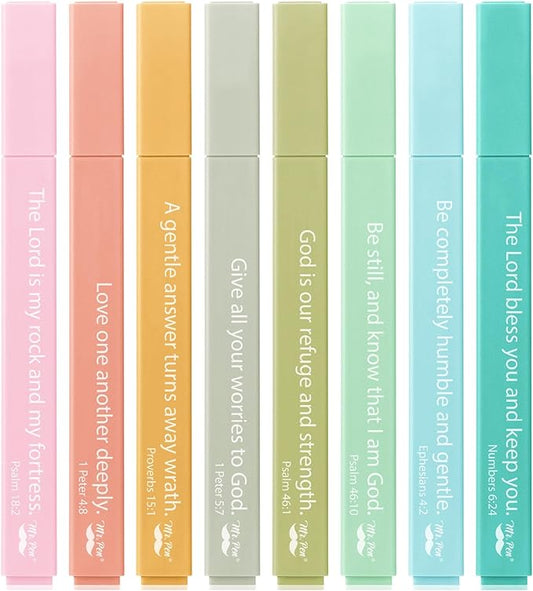 Mr. Pen- Bible Highlighters with Color-Coding System, 8 Pack, Soft Chisel Tip, Aesthetic Highlighters Assorted Colors, Fast Drying Bible Markers No Bleed Through for Journaling and Underlining