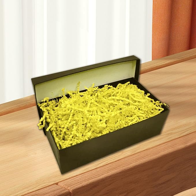 Tisspoms 1LB Light Yellow Crinkle Cut Paper Shred Filler, Paper Shreds for Basket Fillers, Birthday, Gift Wrapping, Anniversary, Wedding, Halloween, Thanksgiving, Christmas Gift Decor Party Filler