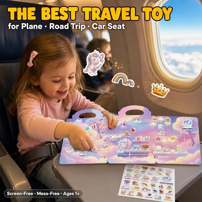 4 Sets Reusable Sticker Books for Girls Ages 3-6, Jelly Sticker Book Toddler 2-4,Ballet Unicorn Mermaid Doll Waterproof Travel Activity Toys Kids 3 4 5 6