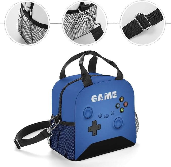 Insulated Lunch Box for Boys Girls, Game Lunch Bag for School Work Office Travel Picnic Hiking Beach, Waterproof Leakproof Portable Fits Most Bento Boxes