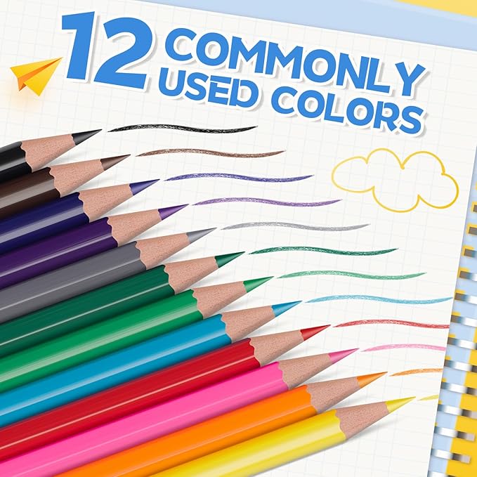 240 Count Colored Pencils Bulk for Classroom, Color Pencils for Kids in 12 Vibrant Colors, Pre-sharpened Coloring Pencils Set Plus 24 Sharpeners, Bulk Pack Colored Pencils for Back to School Supplies