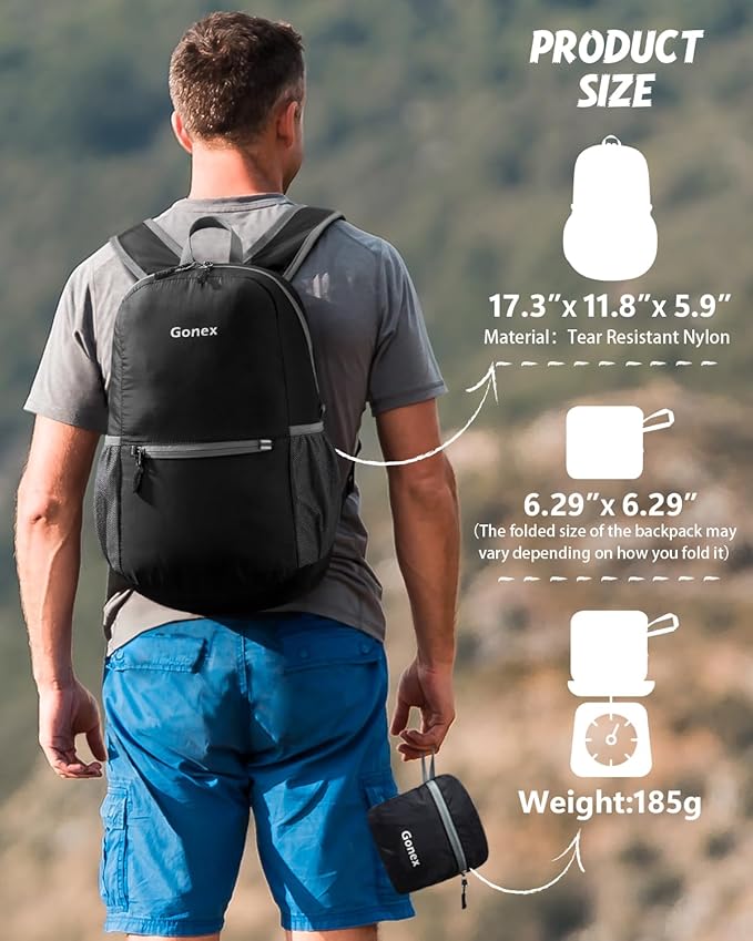 Gonex Ultra Lightweight Packable Backpack Daypack Handy Foldable Camping Outdoor Travel Cycling Backpacking
