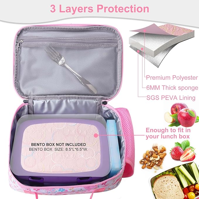 RHCPFOVR Kids Lunch Bag - Insulated Lunch Box for Boys Girls,Washable Lunch Bag and Reusable Toddler Leak-proof Lunchbox for School and Daycare
