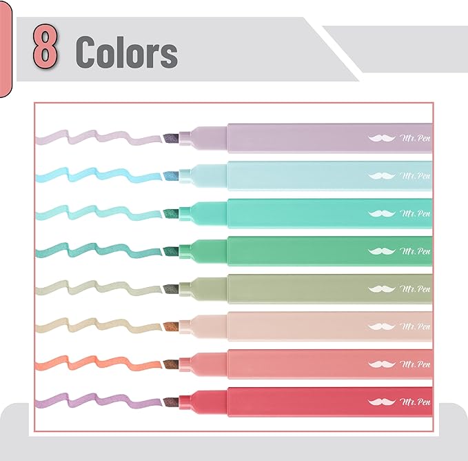Mr. Pen- Aesthetic Highlighters No Bleed, 8 Pack, Vintage Colors, Chisel Tip, Cute Highlighters Assorted Colors for Journaling, Highlighting, Underlining, Fast Dry, Back to School Supplies