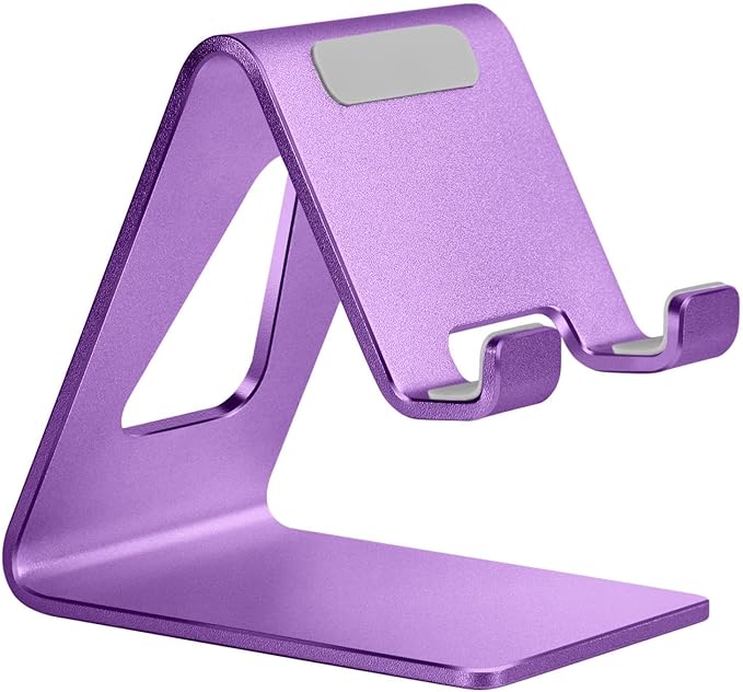 Aoviho Cell Phone Stand for Desk, Aluminum Phone Holder for iPhone 17 16 15 Pro Max, Samsung Galaxy, Stable Office Desk Accessories,Hands Free Stand for Office Home,Purple