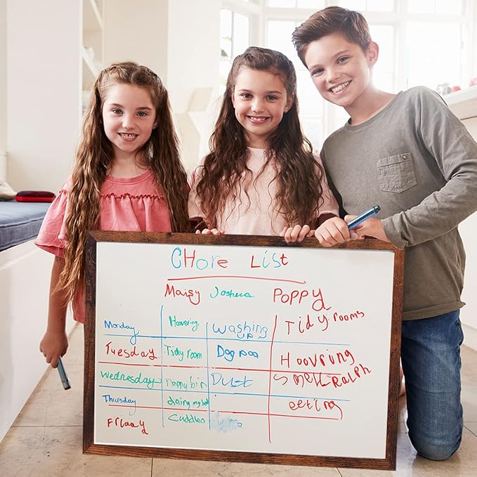 Dry Erase White Board for Wall, Large Magnetic Whiteboard, Hanging Board for Decoration/Planning/Kitchen Grocery List/Drawing, for Office/School/Home17.7"x 23.6"