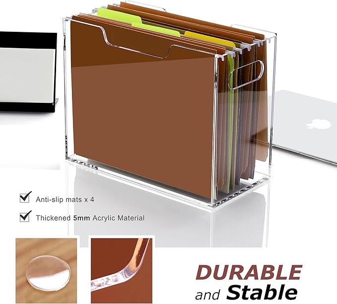 Acrylic Hanging File Organizer, Letter Size Clear Magazine Rack Folders Holder, Large Capacity Storage Box for Desk Office School, No Assembly Required