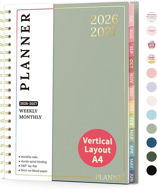 Teacher Planner 2026-2027, Forvencer Academic Planner 2026-2027, Jul 2026 - Jun 2027, 8.5"x11", Weekly & Monthly Planning Book with 7 Periods, School Agenda for Teacher Student Homeschool, A4, Green