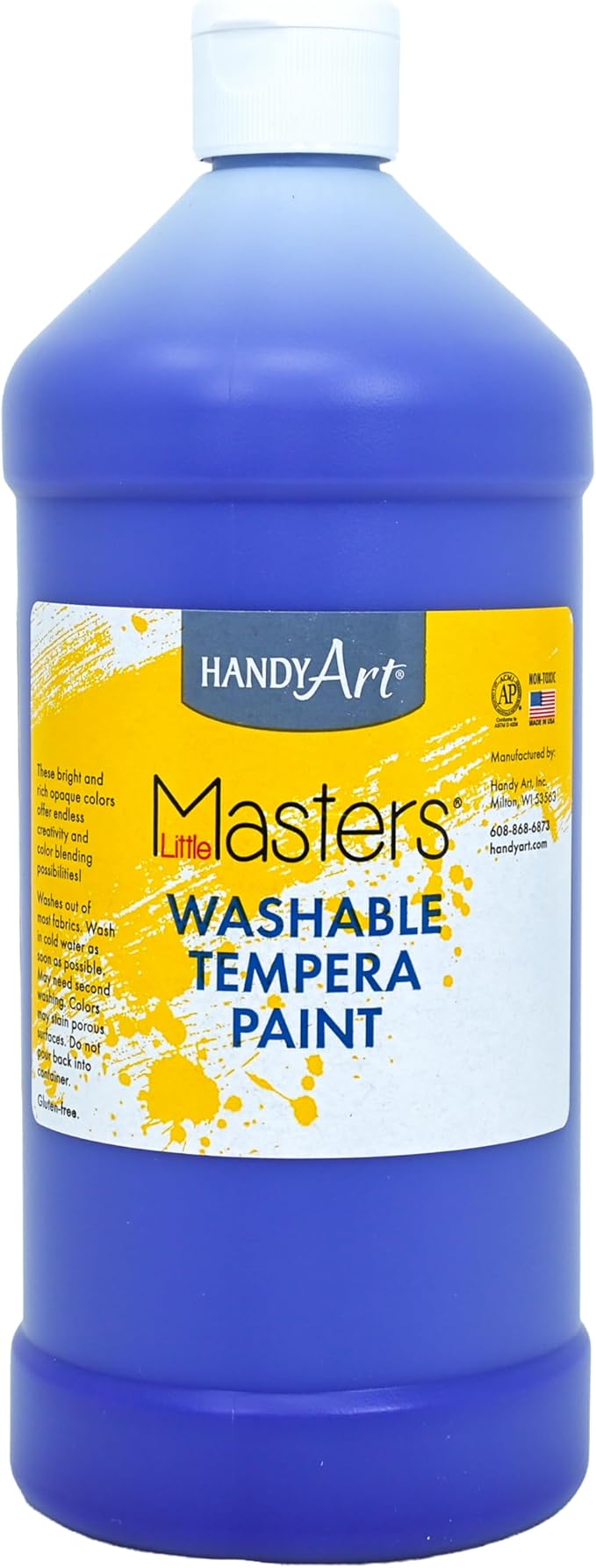 Handy Art Little Masters Washable Tempera Paint, Violet, 32 oz Bottle, Bright & Mixable, High Opacity, Washable Colors for Classroom, Students, Kids, Young Artists, Safe & Non-Toxic, Made in USA