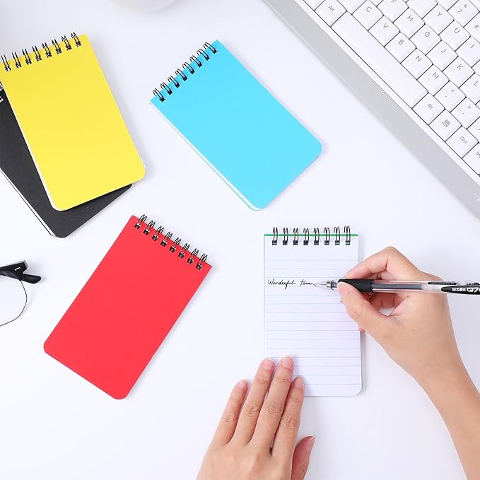 40 Pack Top Spiral Memo Pads, 3"x5" Lined Pocket Notebook Mini College Ruled Paper, Wirebound Small Steno Pads for Home, School, Office, 50 Sheets, Assorted Colors