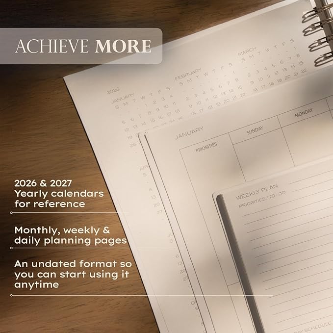 Anecdote Spiral Planner w/2026-2027 Calendar (8.5" x 10") | Start Anytime - 52 Weeks, Undated Planner Pages | To-Do List Organizer, Plan Your Success, Achieve Productivity Goals (Olive)
