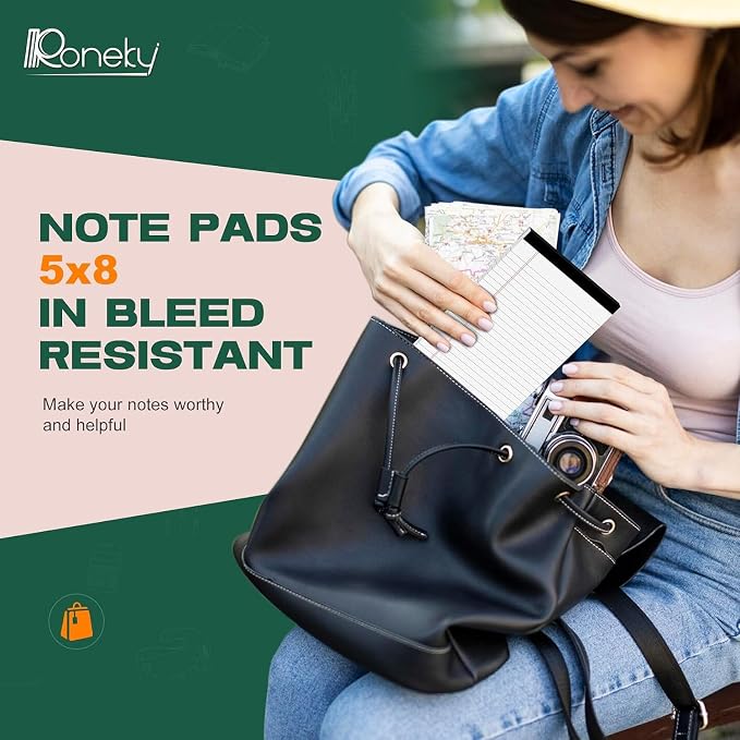 12 Pack Note Pads 5x8, Small Legal Pads 5x8 White Writing Paper for Work
