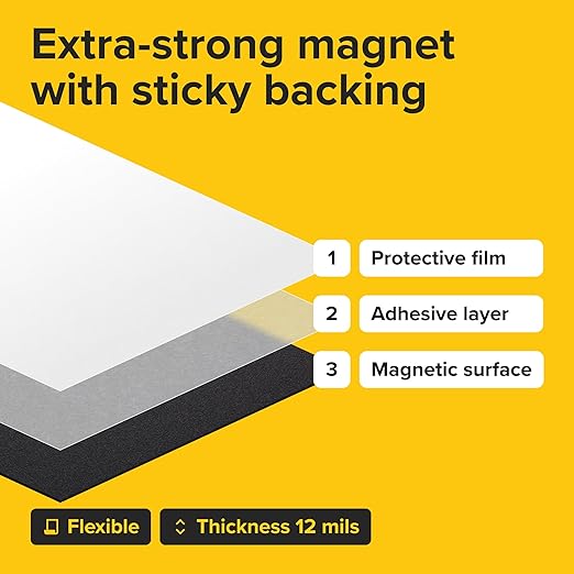 Strong Self-Stick Adhesive Magnetic Sheets 10 Pcs (8x10/20x25cm) – Magnetic Paper for Photo, Magnet Stickers, Labels, Science Education Magnets, Teacher Must Have, Whiteboards, Office