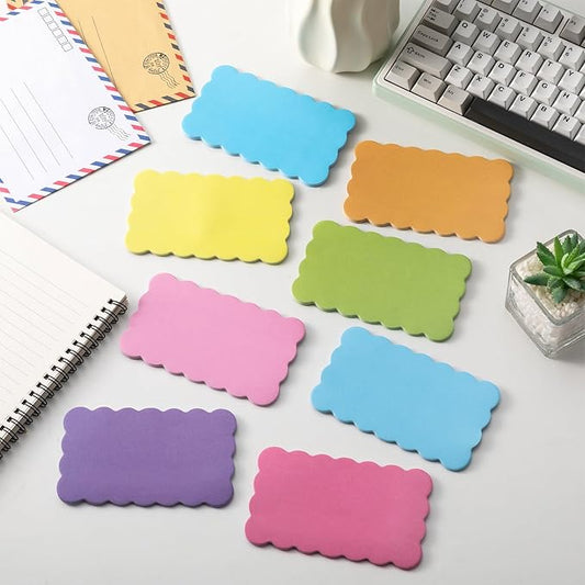 Eaasty 8 Pack Scalloped Aesthetic Sticky Notes Bulk Colorful Cute Wavy Self Sticky Note Pads 3" x 5" Blank Rainbow Colors Note Pads for Back to School Office Supplies 240 Sheets