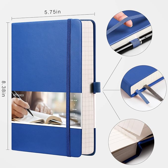 EMSHOI Lined Journal Notebook, 256 Numbered Pages, A5 Size (5.7'' x 8.3'')
