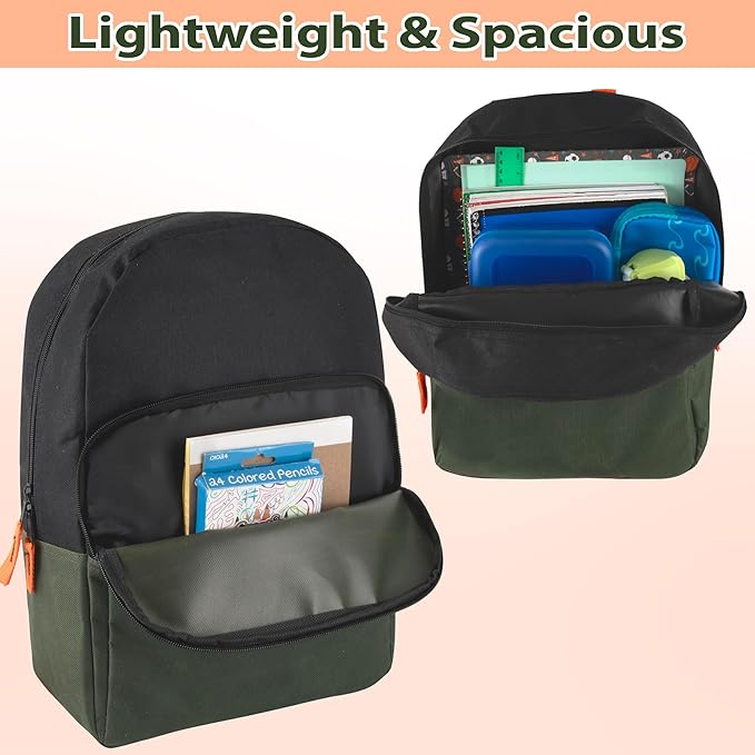 Trail maker 15 Inch Backpack for Kids, Preschool, Elementary & Middle School Students – Spacious Bookbag with Large Front Pocket, Adjustable Straps, Fits up to 13 Inch Laptop (Green)