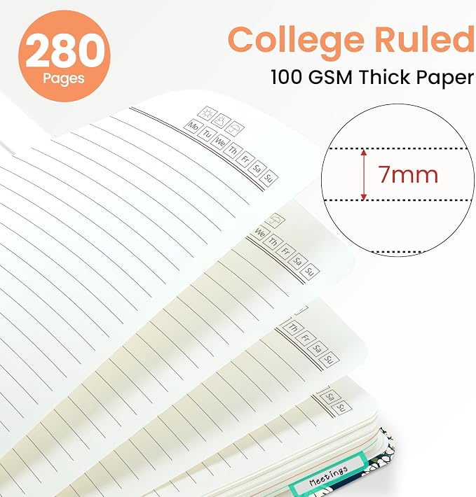 ZOTIA Large Spiral Notebooks for Work 5 Subject with Removable Dividers