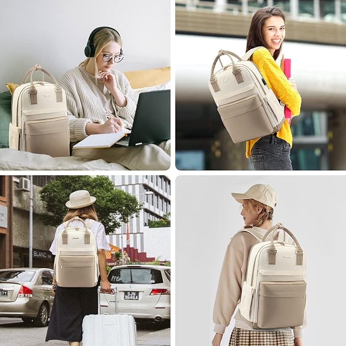 LOVEVOOK Laptop Backpack for Women 15.6 Inch Laptop Bag with USB Port, Fashion Waterproof Backpacks Teacher Nurse Stylish Travel Bags Vintage Daypacks Bookbag for College School Work