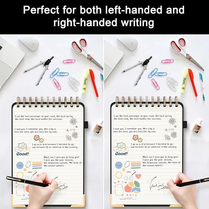 A5 Top Spiral Notebook, Tree Pattern Large Leather Hardcover Left Handed Journal, 240 Pages 100 Gsm Lined Paper Top Bound Steno Pads for Work, School, Travel Writing - Black, 5.9" x 8.5"