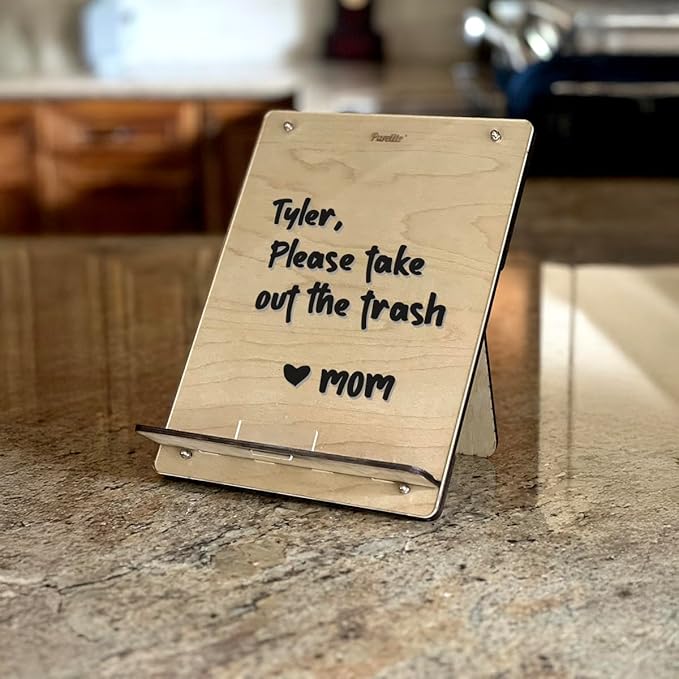 Wood and Acrylic Easel Style Dry Erase Board and Book/Tablet Holder for Home and Office | Portable Whiteboard for Students and Teachers | Marker and Eraser Included (Baltic Birch)