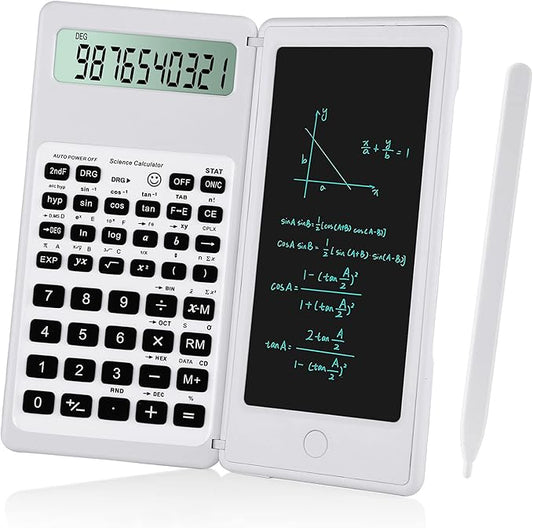 IPepul Scientific Calculators for Students, White Math Calculator with Notepad,10-Digit Large Screen, Classroom Must Haves for Middle High School Supplies & College (White)