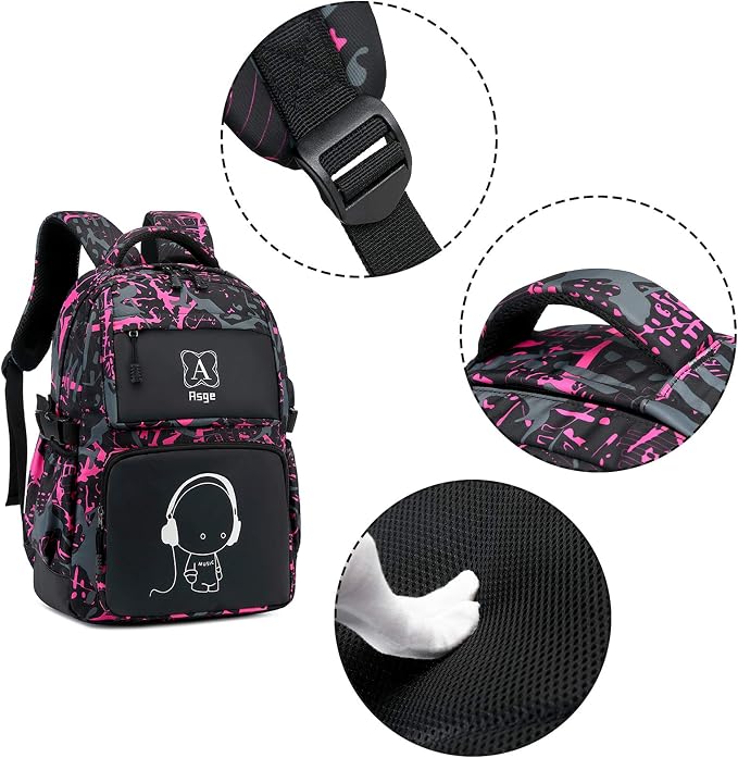 Asge boys backpack for kids camo bookbag for middle school bags travel back pack (Pink)