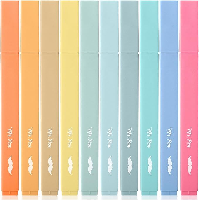 Mr. Pen- Aesthetic Bible Highlighters No Bleed Through, 10 Pack, Pastel Colors, Cute Highlighter for Journaling Supplies and School Accessories, Bible Highlighters and Pens No Bleed